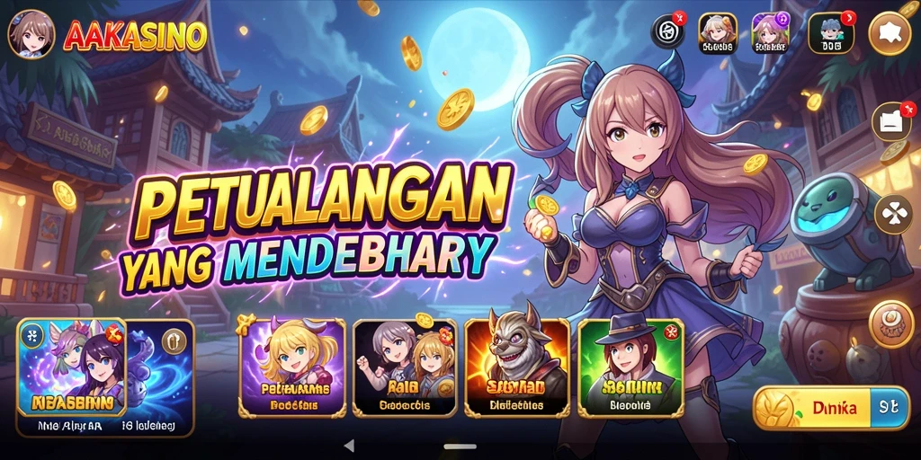 Tampilan gameplay menarik dari AAKASINO dengan karakter Anime yang penuh aksi.