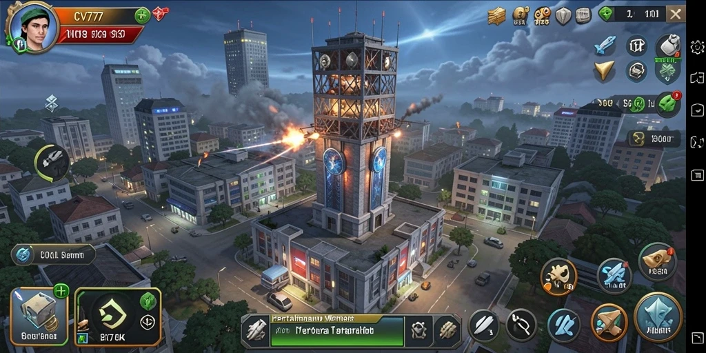 Screenshot menampilkan aksi mendebarkan dalam permainan Tower Defense.