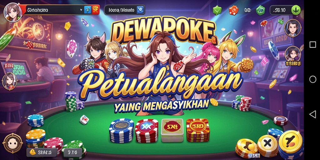 Screenshot DEWAPOKER menampilkan pengalaman gameplay yang seru dan karakter anime yang menarik.