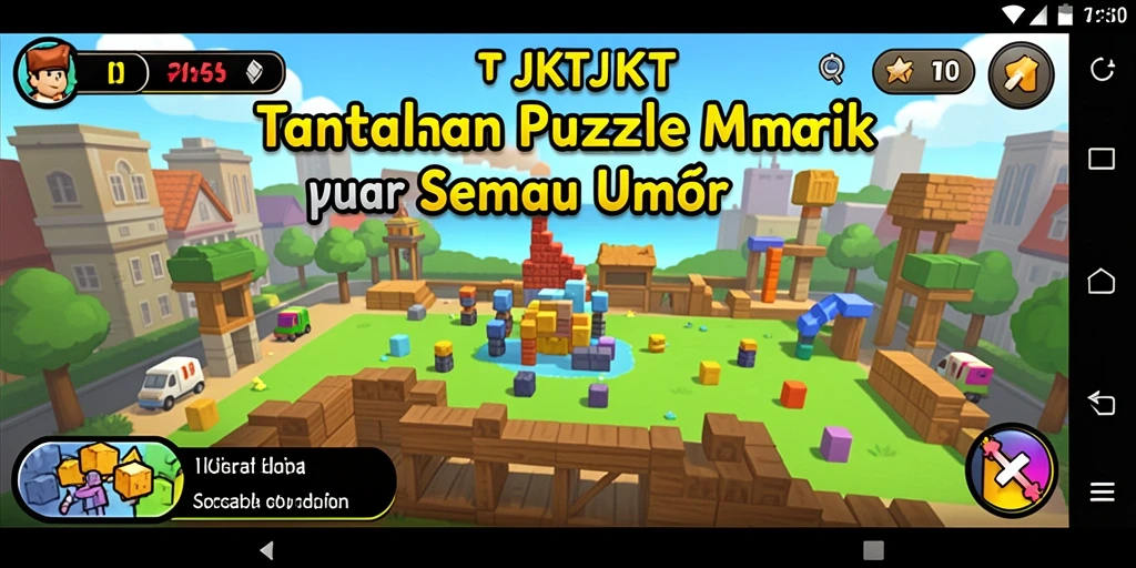 Tampilan gameplay dinamis dari permainan Puzzle JKTJKT.
