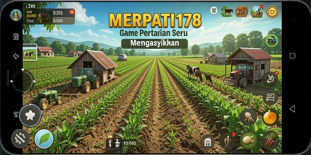 Tampilan gameplay MERPATI178 yang menampilkan aktivitas bercocok tanam.