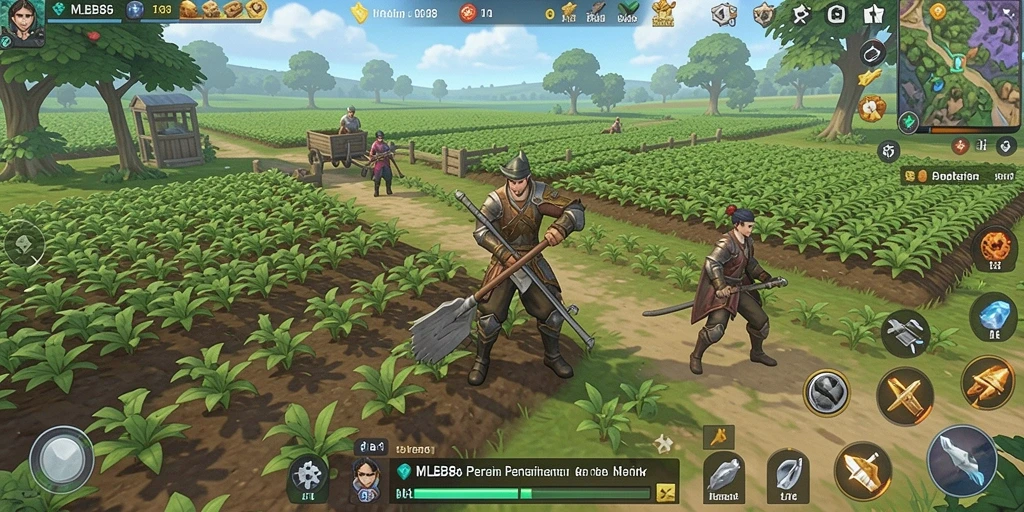Screenshot <strong>MLBB8</strong> menunjukkan aktivitas seru dalam bertani.