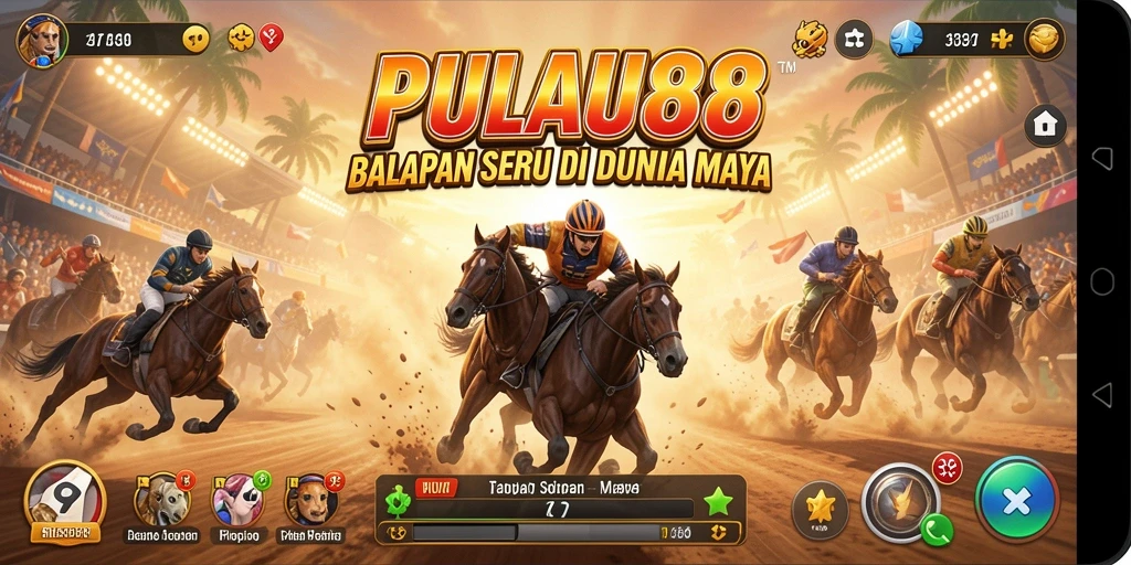 Tangkapan layar utama PULAU88 menampilkan balapan seru penuh adrenalin.
