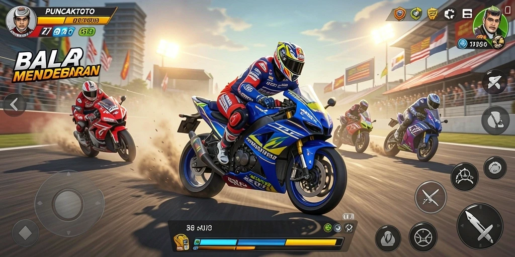 Tampilan gameplay balap motor yang mendebarkan di PUNCAKTOTO.