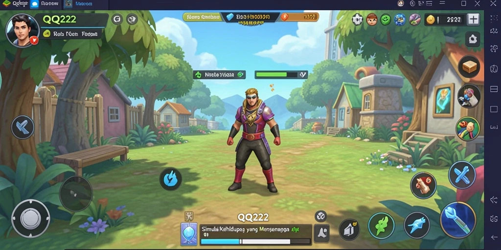 Tampilan seru dari gameplay QQ222 dalam simulasi kehidupan.