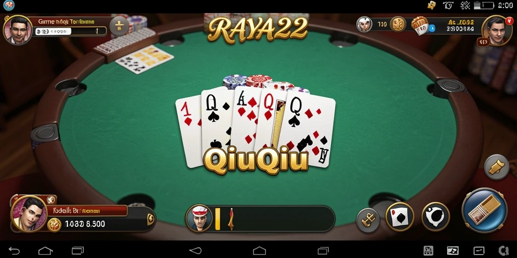 Tampilan menarik dari gameplay QiuQiu di RAYA22.