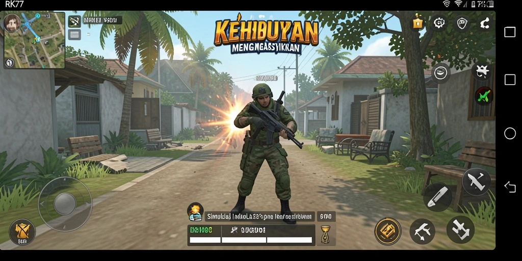 Screenshot gameplay RK77 menunjukkan pengalaman simulasi yang mendetail.
