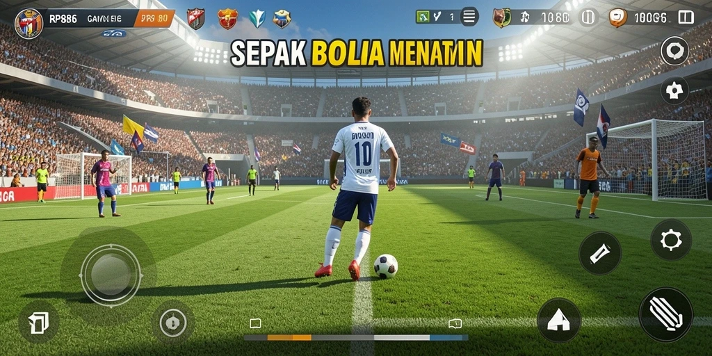 Tampilan gameplay yang menarik dari permainan sepak bola di RP886.